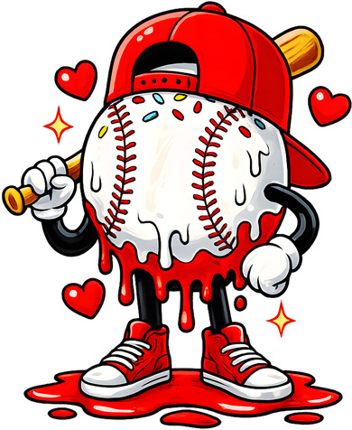 Baseball Drip Ice Cream Apparel Valentines Day Coaster