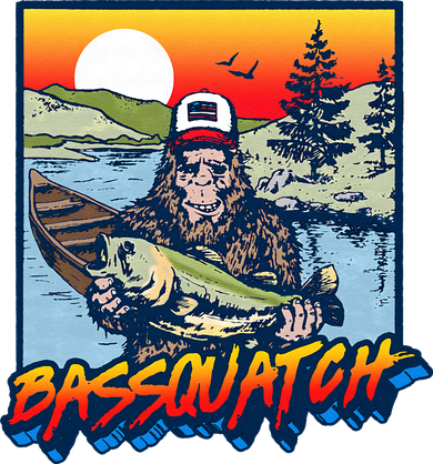 Bassquatch! Funny Bass Fishing Sasquatch Retro 80s Fisherman Gift Sweatshirt