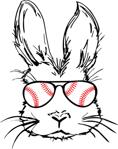 Bunny Face With Baseball Sunglasses Easter Day Gift Coaster