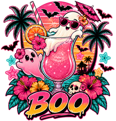 Boo Ghost Drink Halloween Tropical Summer Party Vibes Fun  Coaster