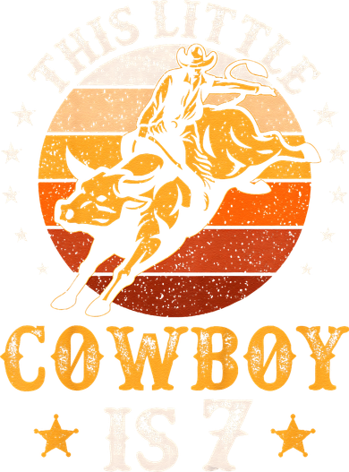 Bull Riding 7th Birthday 7 Year Old Western Cowboy Rodeo Women's Dry Zone Grid Polo