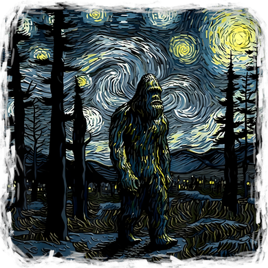 Bigfoot Starry Night Sasquatch Van Gogh Sky Painting Art Tumbler