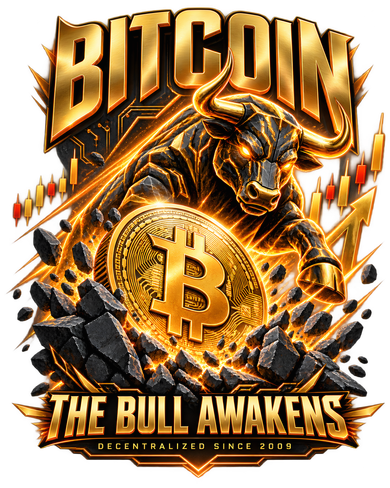 Bitcoin The Bull Awakens Cryptocurrency Bull Market Art Women's T-Shirt