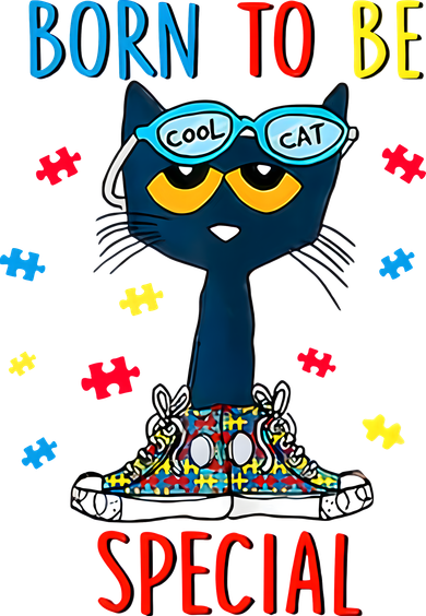 Born To Be Special Autism Awareness Autism Heart Autism Cool Cat Toddler Long Sleeve
