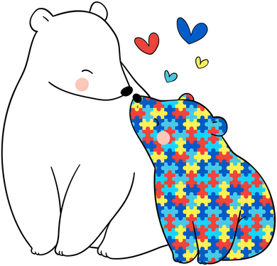 Cute Autism Awareness Polar Bear Puzzle Women's Long Sleeve Shirt