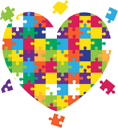 Cute Autism Awareness Rainbow Puzzle Pieces Heart Ceramic Ornament