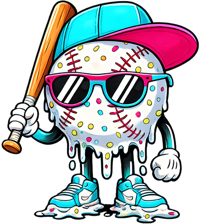 Cool Baseball Life Style Ice Cream Melting Drip Graphic Women's Sweatshirt