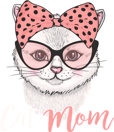 Cute Cat Mom Polka Dot Bow Bandana Women's Sweatshirt