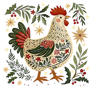 Christmas Chicken Western Floral Women's T-Shirt