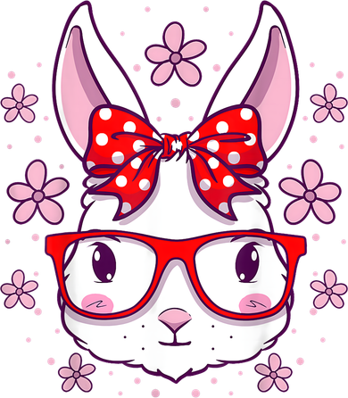 Cute Easter Bunny Face Glasses Bow Easter Day Rabbit Women's Dry Zone Grid Polo