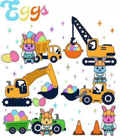 Cute Easter Eggscavator Construction Bunny Rabbits Kids Hoodie