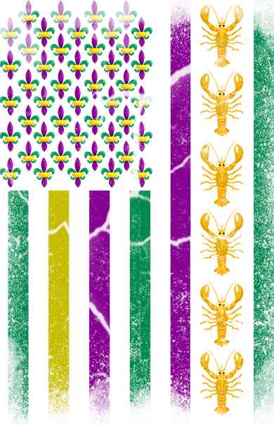 Crawfish Fleur-De-Lis Flag Mardi Gras  Women's Hoodie