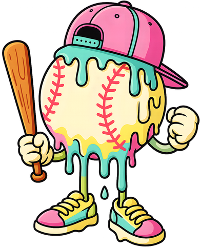 Cool Ice Cream Drip Baseball Spots Baseball Drip Kids Sweatshirt
