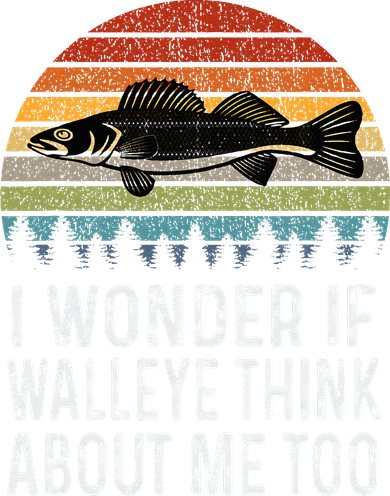 Cute I Wonder If Walleye Think About Me Funny Walleye Fishing Toddler Long Sleeve
