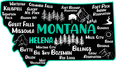 Cute map of Montana Helena Missoula Billings Kalispell Women's Sweatshirt