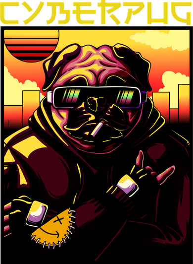 Cyberpug Parody Pug Dog Cyber Punk Kids T-Shirt