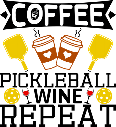 Coffee Pickleball Wine Repeat Kids T-Shirt