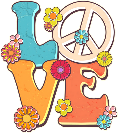 Cute Retro 1960s Flower Power Love Peace Ceramic Ornament