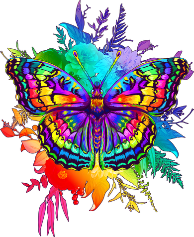 Colorful Rainbow Painted Butterfly Flowers Beanie