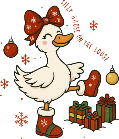 Christmas Silly Goose On The Loose Funny Kids T-Shirt