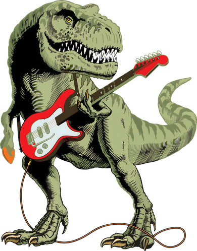 Cool Sarcastic Illustration TRex Dinosaur Playing Guitar Tote Bag