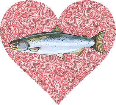 Coho Salmon Valentines Day Fish Love Fingerprint Meaningful Gift Toddler T-Shirt