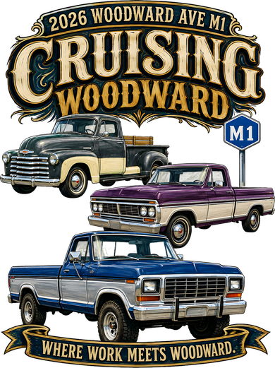 Cruising Woodward M1 Vintage Classic Trucks 2026 Kids Sweatshirt