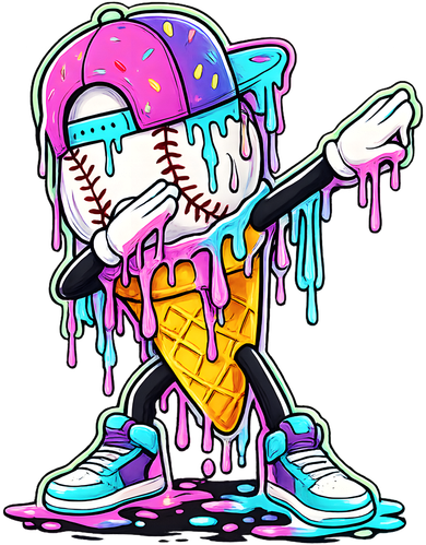 Dripping Baseball Drip Ice Cream Sport Santa Hat