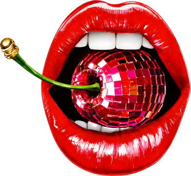 Disco Cherry In Red Lips Retro 80s Party Women's Tank Top