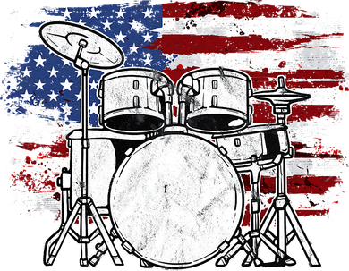 Drummer Drum Set Drums USA Flag American 4th Of July Gift Kids T-Shirt