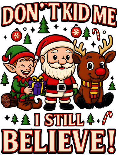 Don’t Kid Me I Still Believe Cute Christmas Cartoon Women's T-Shirt