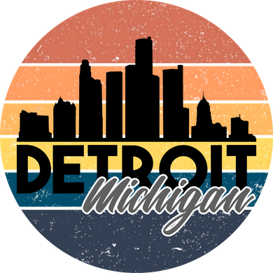Detroit Michigan Retro Skyline Baby Bodysuit