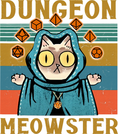 Dungeon Meowster Vintage Nerdy Gamer Cat Coaster