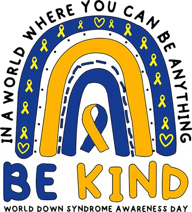 Down Syndrome Awareness Be Kind Blue Yellow Ribbon Rainbow Apron
