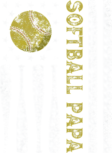 Distressed USA American Flag Softball Papa Father's Day Kids T-Shirt