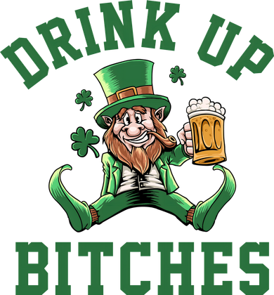 Drink Up Bitches Funny Leprechaun St Patrick's Day Doggie Tank
