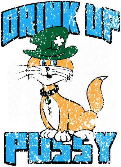 Drink Up Pussy Cat Distressed Saint Patrick's Day Hat