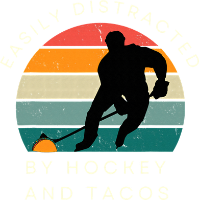 Easily Distracted By Hockey And Tacos Funny Button