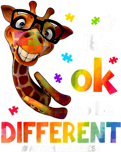 Funny Autism Awareness Its Ok To Be Different Giraffe Button