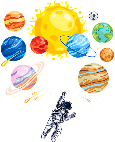 Funny Astronaut Space Balloon Planet Science Solar System Women's T-Shirt