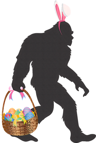 Funny Bigfoot Easter Design with Easter Basket and Bigfoot Women's V-Neck T-Shirt