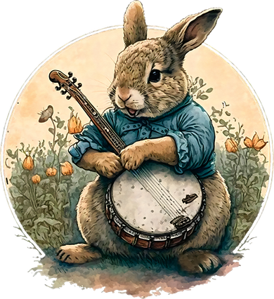 Funny Bunny Playing Banjo Guitar Music Rabbit Easter Kids Long Sleeve Shirt