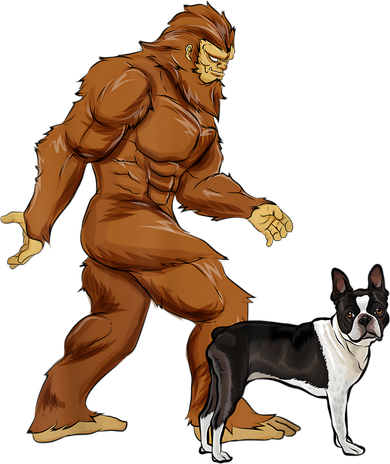 Funny Bigfoot Walking Boston Terrier Sasquatch Dog Coffee Mug