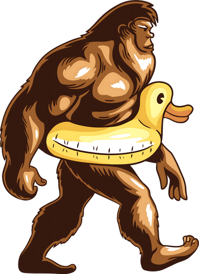 Funny Bigfoot Wearing Duck Floater Apron