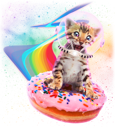 Funny Cute Astronaut Kitty On Rainbow Sprinkle Donut Golf Towel