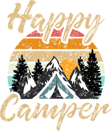 Funny Camping Hiking Lover Present Happy Camper Gift Toddler T-Shirt