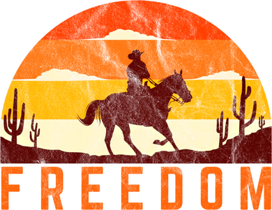 Freedom Cow Sunset Country Rodeo Horse Retro Vintage Gift Women's Tank Top