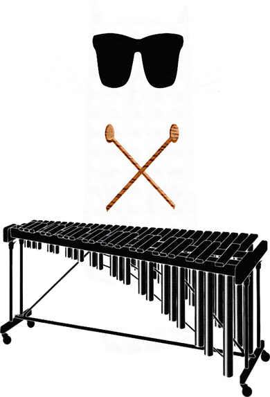 Funny Cat Wearing Sunglasses Playing Marimba Button