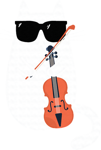 Funny Cat Wearing Sunglasses Playing Violin Viola Musician Button