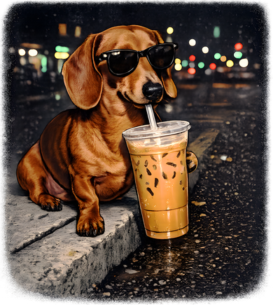 Funny Dachshund Drinking Iced Coffee Coffee Mug